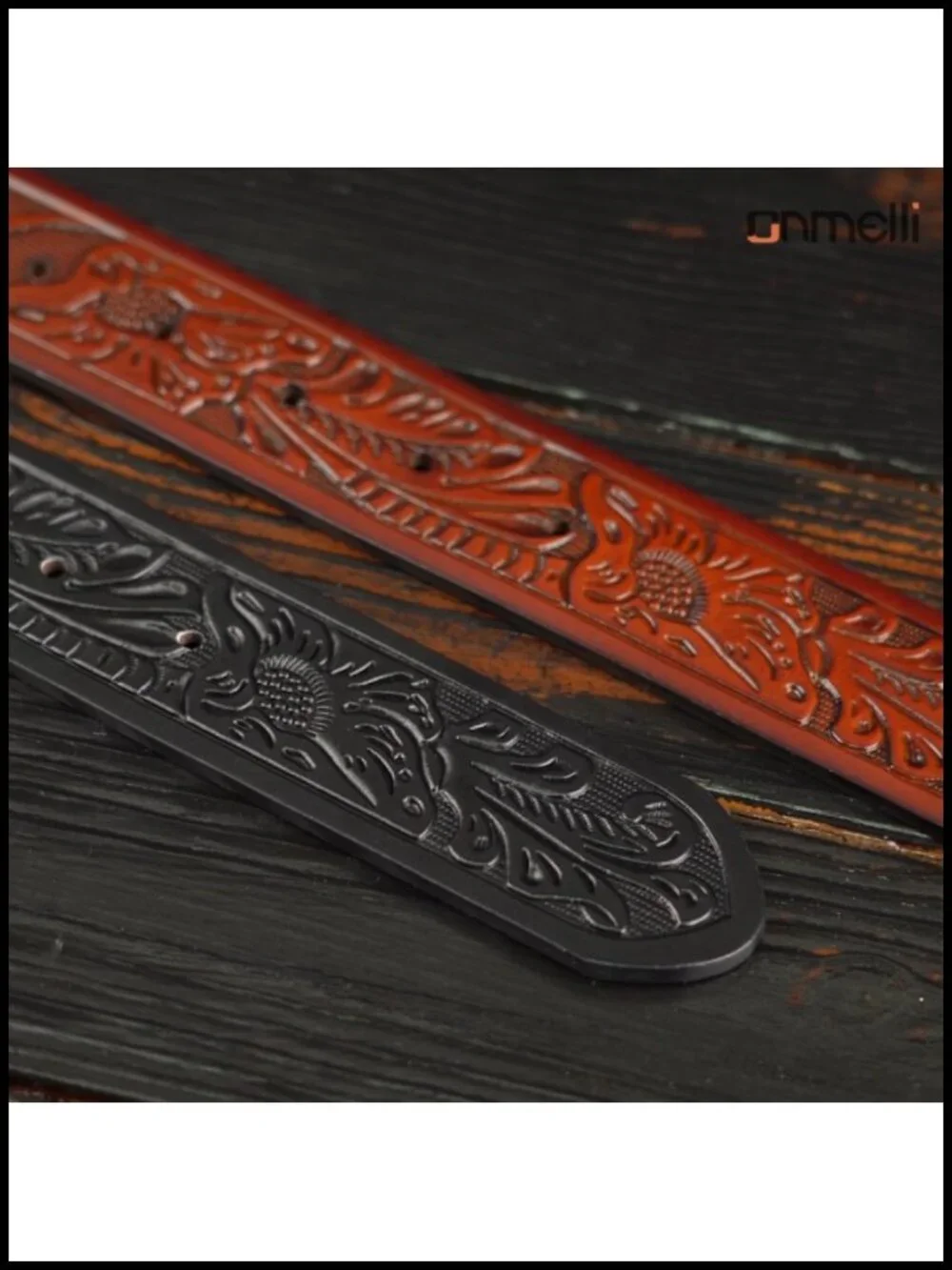 Western Belt for Men Women, Embossed Leather with Bull Buckle